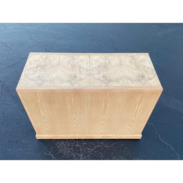 Drexel Heritage Olive Ash Burl Rolling Server Buffet or Bar Cart With Extendable Sliding Top For Sale - Image 16 of 18