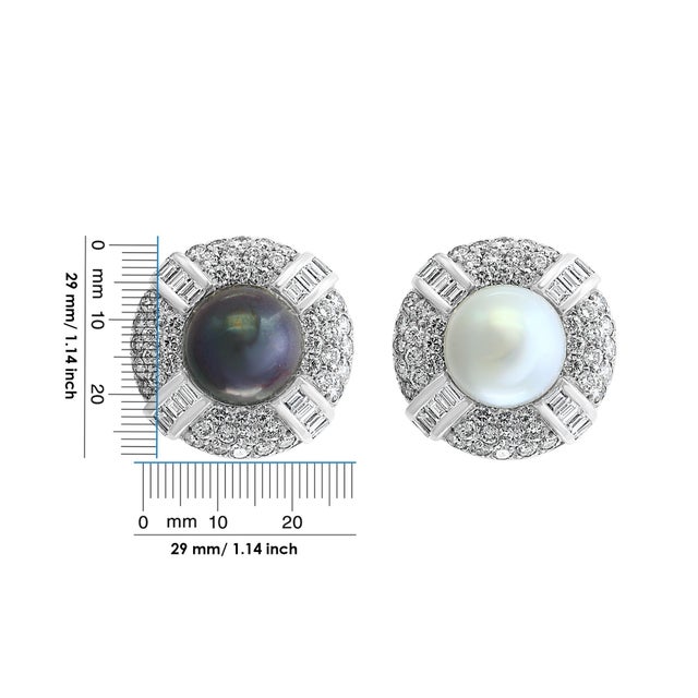 South Sea Pearl Day & Night with 12 Carat Diamond Cocktail Earrings 18 K Gold For Sale - Image 12 of 18