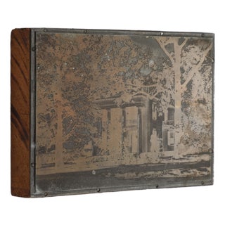 Antique 19th Century Photogravure Etched Copper Plate Mounted on Wood For Sale