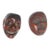Antique Carved Wood Mask Netsukes, Signed Deme Joman and Iko For Sale