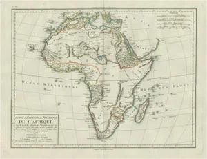 Antique Map of Africa with Mountain Ranges and Other Details