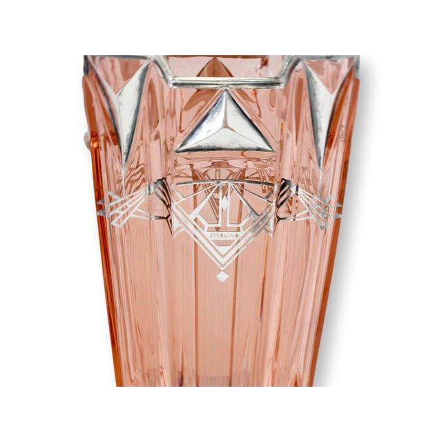 Art Deco Large Art Deco Pink Vase With Sterling Silver Fittings For Sale - Image 3 of 6