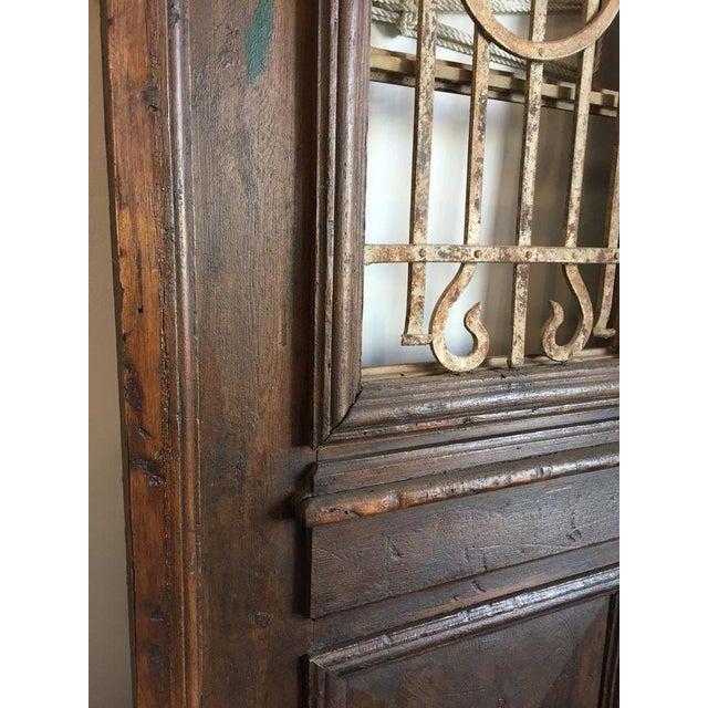 Antique French Painted Double Entry Doors With Transom Wood and Wrought Iron For Sale - Image 17 of 18