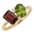 Dainty Mixed-Cut Cluster Ring - Garnet and Peridot Dual Birthstone Ring - Delicate 18k Gold Plated Silver Stacking Band Us 7 For Sale