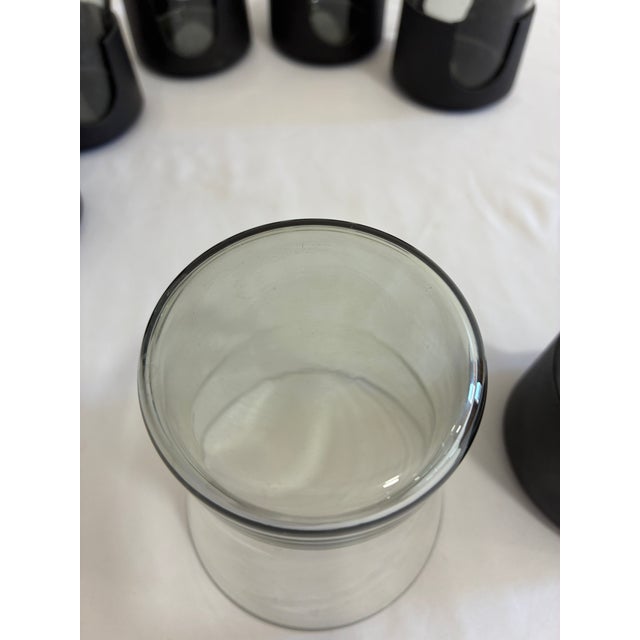 Mid 20th Century Mid-Century Corning Glass Smoke Glass Tumblers With Black Bases - Set of 6 For Sale - Image 10 of 11