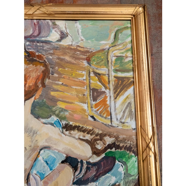 Purple Mid-Century Oil Painting After Rousse (La Toilette) by Henri Toulouss For Sale - Image 8 of 14