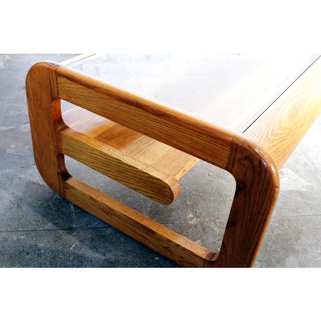 Lou Hodges MidCentury Oak & Glass Coffee Table Chairish