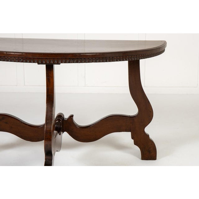 18th Century Italian Walnut Demi Lune Console Tables, Set of 2 For Sale - Image 4 of 10