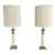 Pair of 1980s White Ceramic & Brass Lamps For Sale