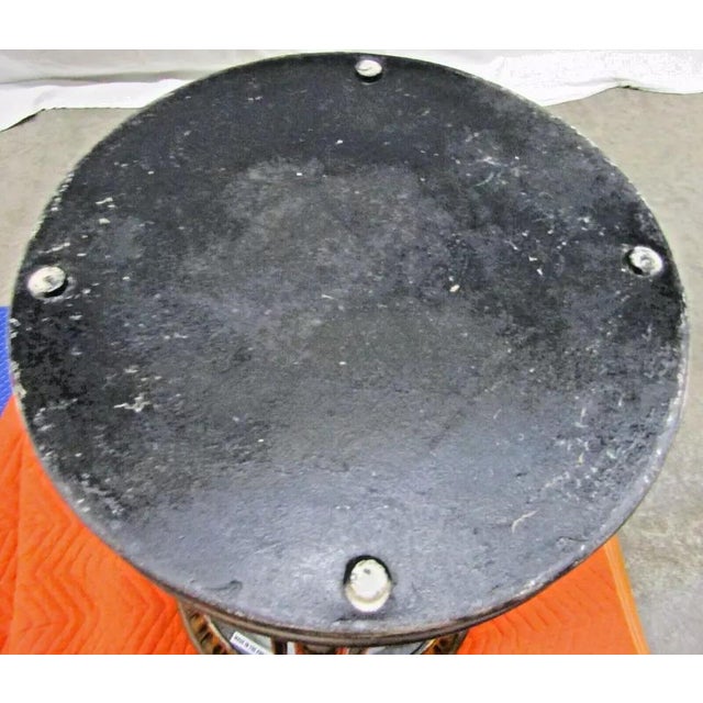 1980s Three Elephant Heads Lotus Blossom Base Leather Top Side Table Attributed to Maitland-Smith For Sale - Image 10 of 10