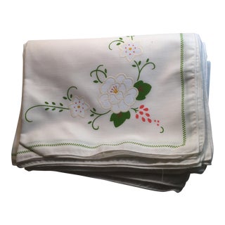 Vintage Floral Napkins - Set of 12 For Sale