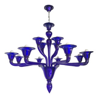 Blue Glass Chandelier by Simoeng For Sale