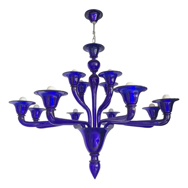 Blue Glass Chandelier by Simoeng For Sale