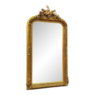 Gold Birds Floor Mirror – 5 Ft Tall French Style For Sale