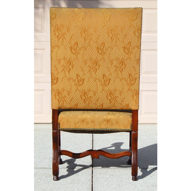 Antique French Louis XIV Style Armchair & Ottoman Set - Mid 19th Century Carved Lion Head Throne Chair With Original Yellow Upholstery For Sale In Naples, FL - Image 6 of 18