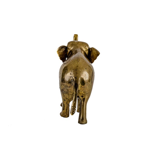 Mid 20th Century Vintage Mid-Century Modern Solid Brass Elephant Figurine For Sale - Image 5 of 10
