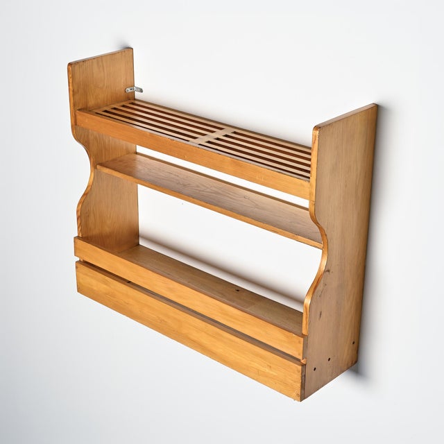 Pine Wall Shelf attributed to Charlotte Perriand for Les Arcs, 1800 For Sale - Image 15 of 15