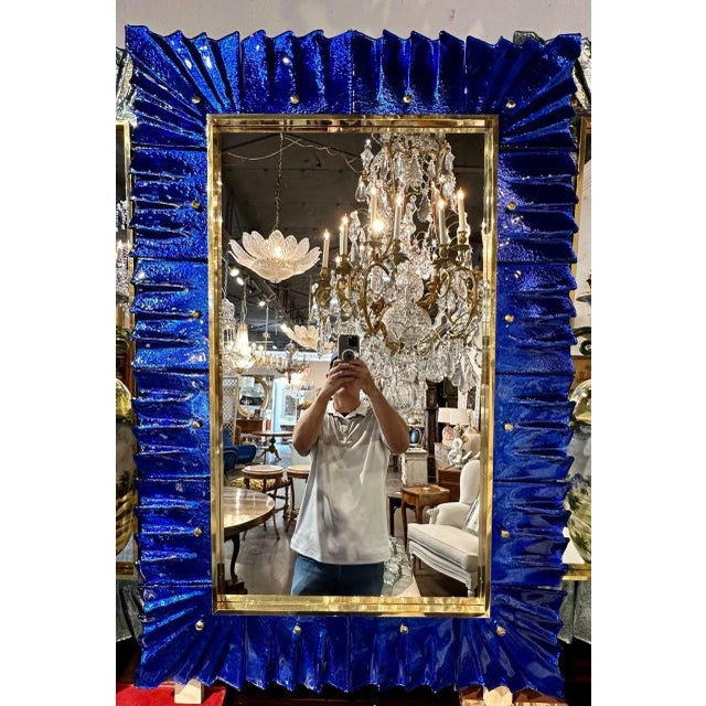 Modern Blue Murano Glass Fold Mirror For Sale In Dallas - Image 6 of 6
