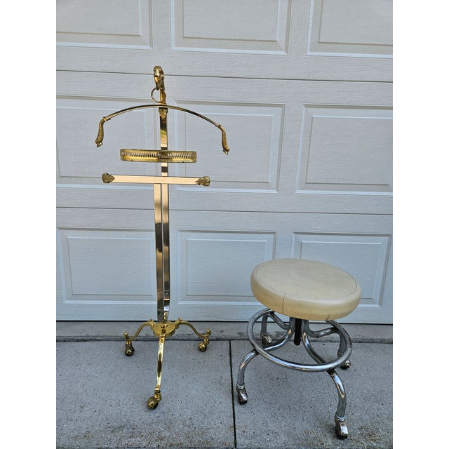 Italian Brass and Chrome Ram's Head Valet -in the Style of Maison Jansen For Sale - Image 12 of 16