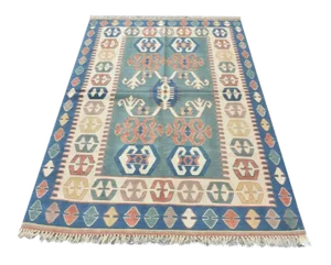 Vintage Hand-Tied Turkish Oushak Kilim Rug