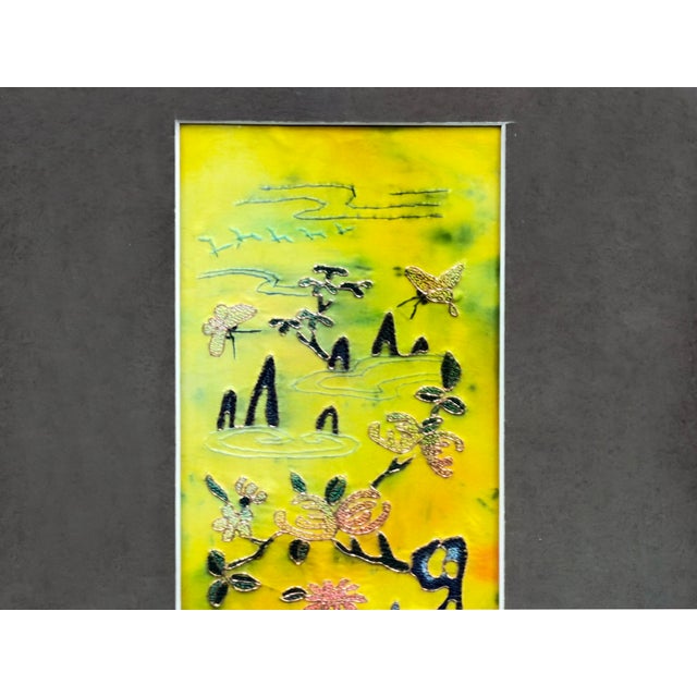 Yellow Vintage Yellow Scenery Embroidered Rectangular Framed Wall Art B For Sale - Image 8 of 14