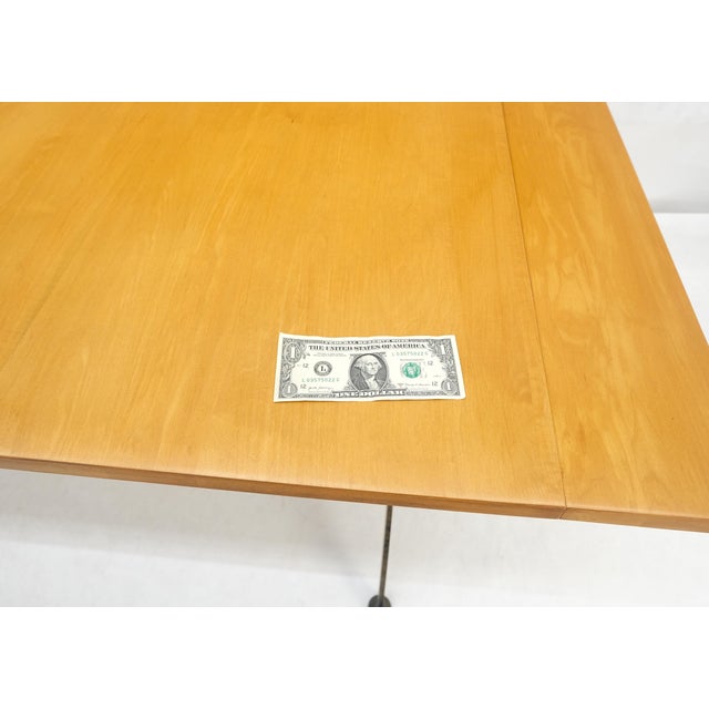 Tangerine Solid Maple Top Wrought Iron Base 2x18" Leaves Dining Table For Sale - Image 8 of 10