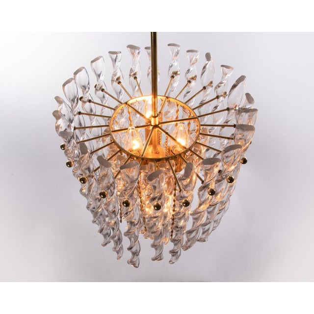 1960s German Tendril Ribbon Chandelier in Crystal Glass & Gilt-Brass from Palwa, 1960s For Sale - Image 5 of 17