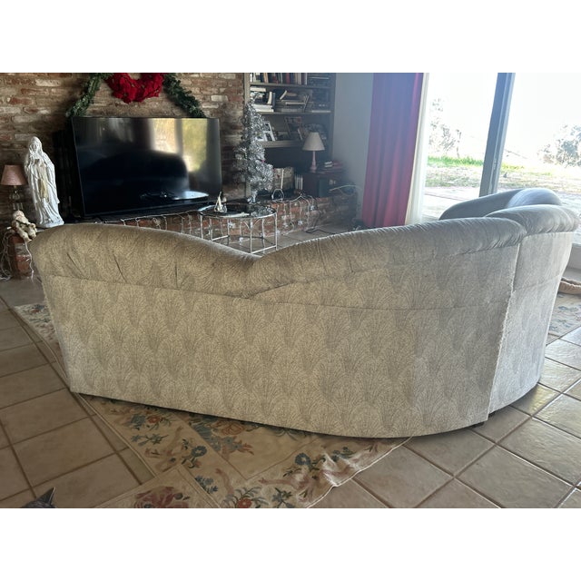 1960s Vintage Large Art Deco Curved Couch For Sale - Image 5 of 5