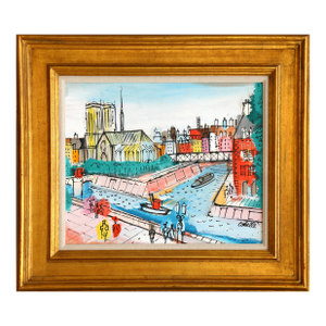 Notre Dame and Bridges 1, Acrylic Painting by Charles Cobelle
