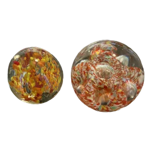 Vintage Orange Botanical Flower Paper Weights - Set of 2