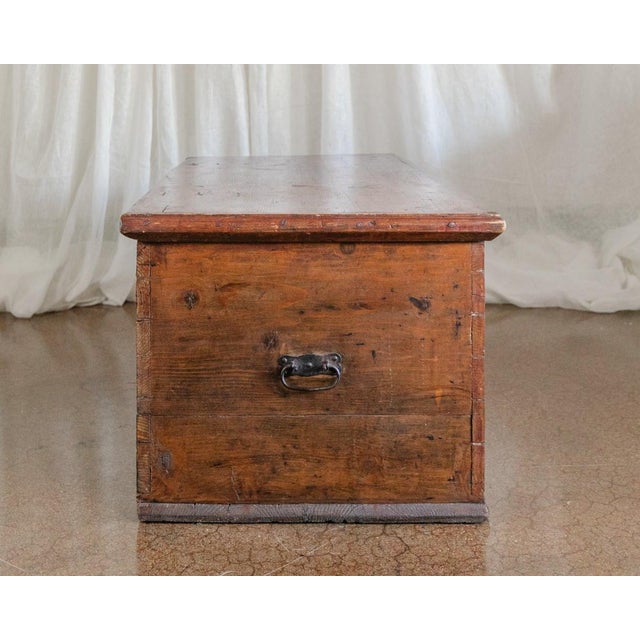 Antique Hand Painted Chest in Warm Ochre, Dated 1896 For Sale - Image 4 of 7