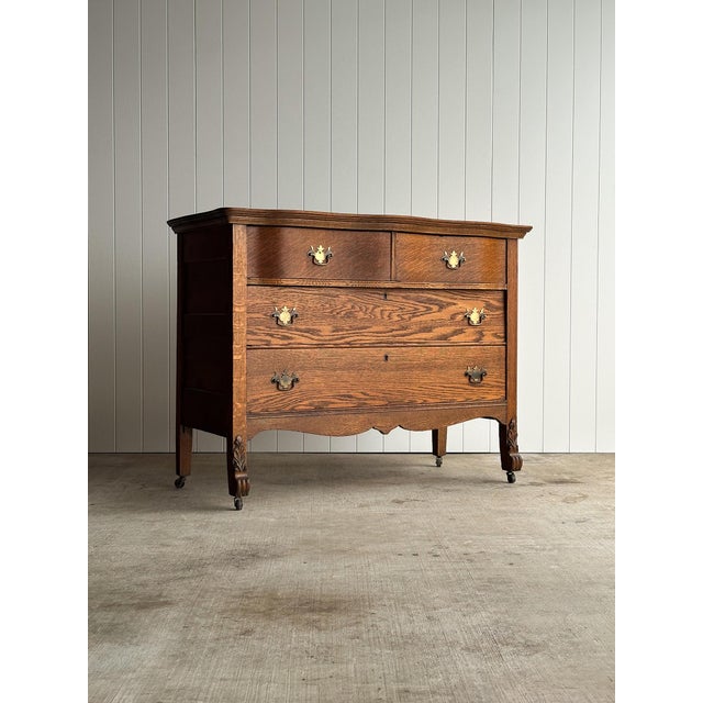 Antique Oak Serpentine Chest of Drawers, C. 1890 For Sale - Image 16 of 18