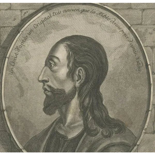 Robert Brichet, Portrait of Jesus Christ, 1800s, Copper Engraving on Paper For Sale - Image 3 of 6