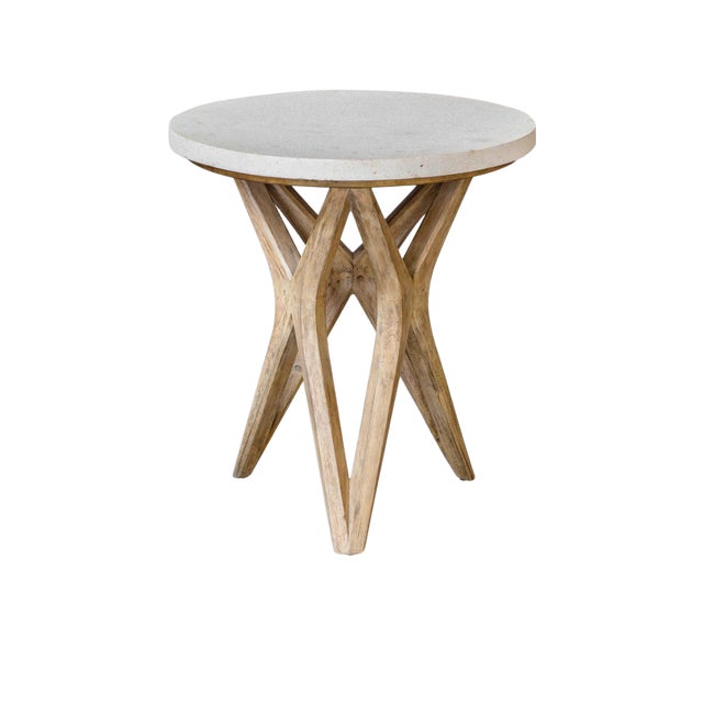 Limestone Top X Base Table For Sale