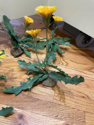 Breaking Ground (Double Flower) by Ashley Folkner | Mixed Media Sculpture of yellow flowers with leaves
