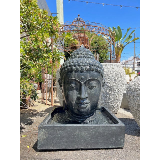 Cast faux stone Buddha head fountain. Perfect for your special outdoor space. Each fountain will have variations in exact...