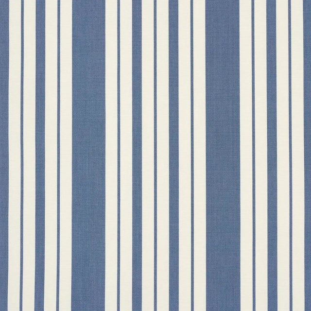 Transitional Schumacher X Mark D. Sikes Markie Stripe Fabric In Indigo For Sale - Image 3 of 5