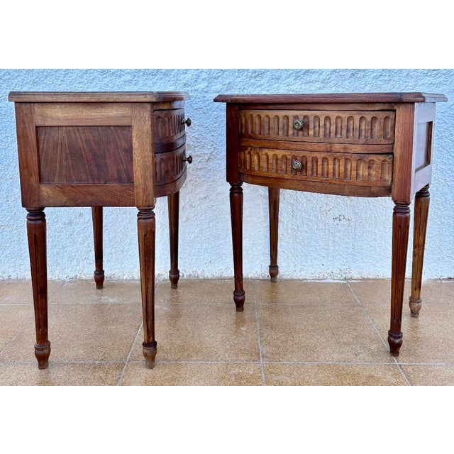 Louis XVI Style Bedside Tables with Two Drawers, 1940s, Set of 2 For Sale - Image 6 of 9
