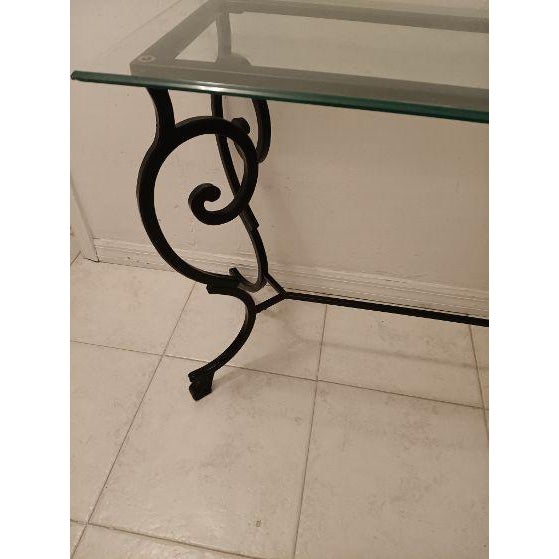 Wrought Iron Black Entry Table Foyer Beveled Glass Top Style: Traditional Color: Black Dimensions: base dimension 46" W x...
