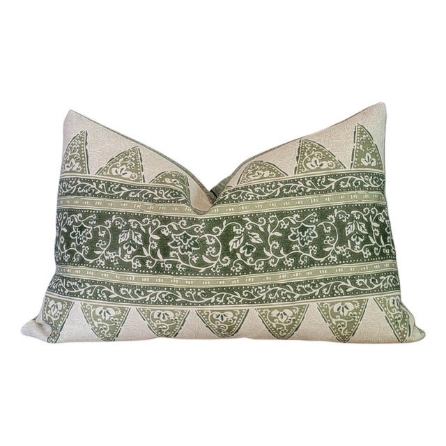 Schumacher Foxglove Green Outdoor Lumbar - Single For Sale
