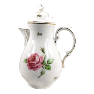 1950s White With Pink Rose Chocolate Pot Teapot With Lid