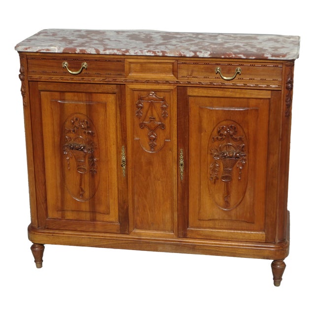 Art Deco Buffet in Walnut and Aleppo Breccia, 1920s For Sale