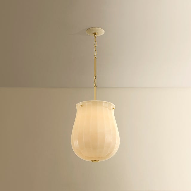 Contemporary Hudson Valley Lighting Nevins 14 in. 1 Light Pendant in Aged Brass Finish For Sale - Image 3 of 8