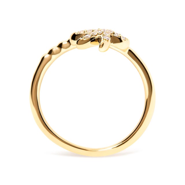 Early 21st Century 10K Yellow Gold 1/10 Cttw Diamond Palm Tree Statement Ring (H-I Color, I1-I2 Clarity) - Ring Size 6 For Sale - Image 5 of 7