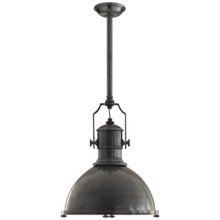 Chapman & Myers for Visual Comfort Signature Country Industrial Large Pendant in Bronze with Bronze Shade For Sale
