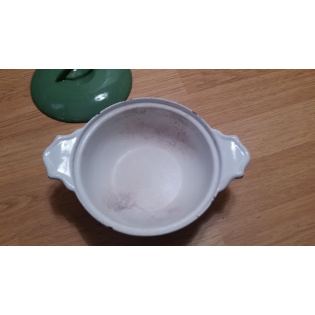 Antique Belgium Cast Iron Green Enamel Covered Casserole Chairish