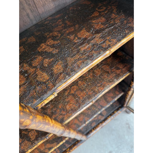 English Bamboo Bookcase Cabinet With Gallery Top and Two Glazed Doors For Sale - Image 10 of 18