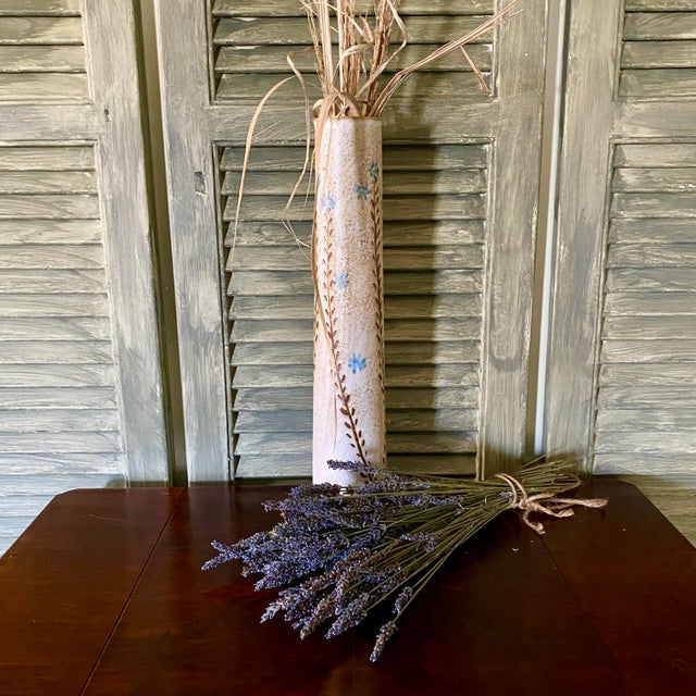 Linen Andersen Design Tall Stoneware Wildflower Pottery Vase For Sale - Image 8 of 9