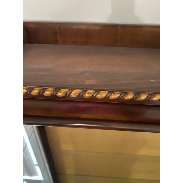 Wood 1980s Luxury Caspani Tino Made in Italy Mahogany Vitrine Cabinet With 24k Gold, Silk Velvet& Beveled Glass For Sale - Image 7 of 10
