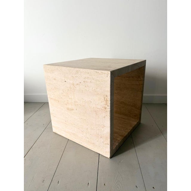 Cubical Travertine Marble Side Tables, Italy, 1980s, Set of 2 For Sale - Image 16 of 18